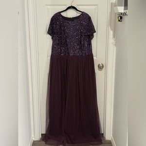 Adrianna Papell evening gown. Sequin top tulle floor length gown. Fully lined